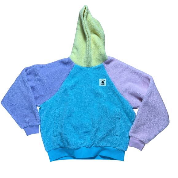 TEDDY FRESH Colorblock Sherpa Hoodie Pastel Cotton Lined SZ M Anime Streetwear - Picture 1 of 9